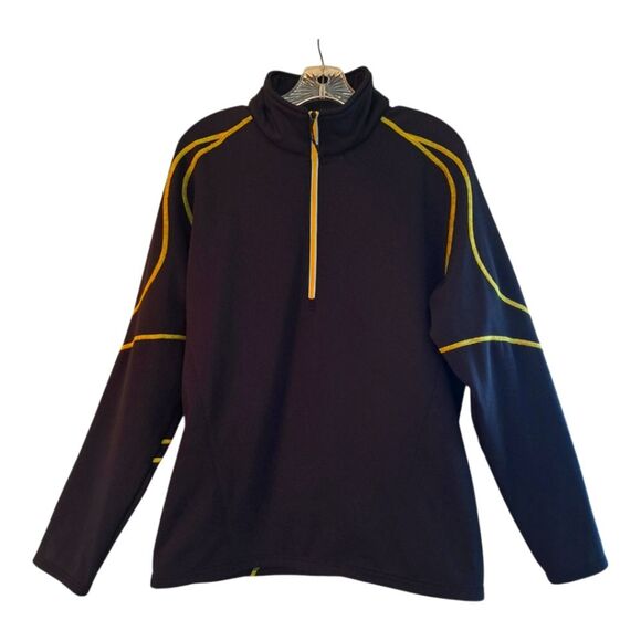Obermeyer Quarter Zip Black Base Layer Fleece Lined Ski Performance Men's L Top - Picture 4 of 14